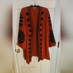 Chico's Linen Blend Appliqued Jacket